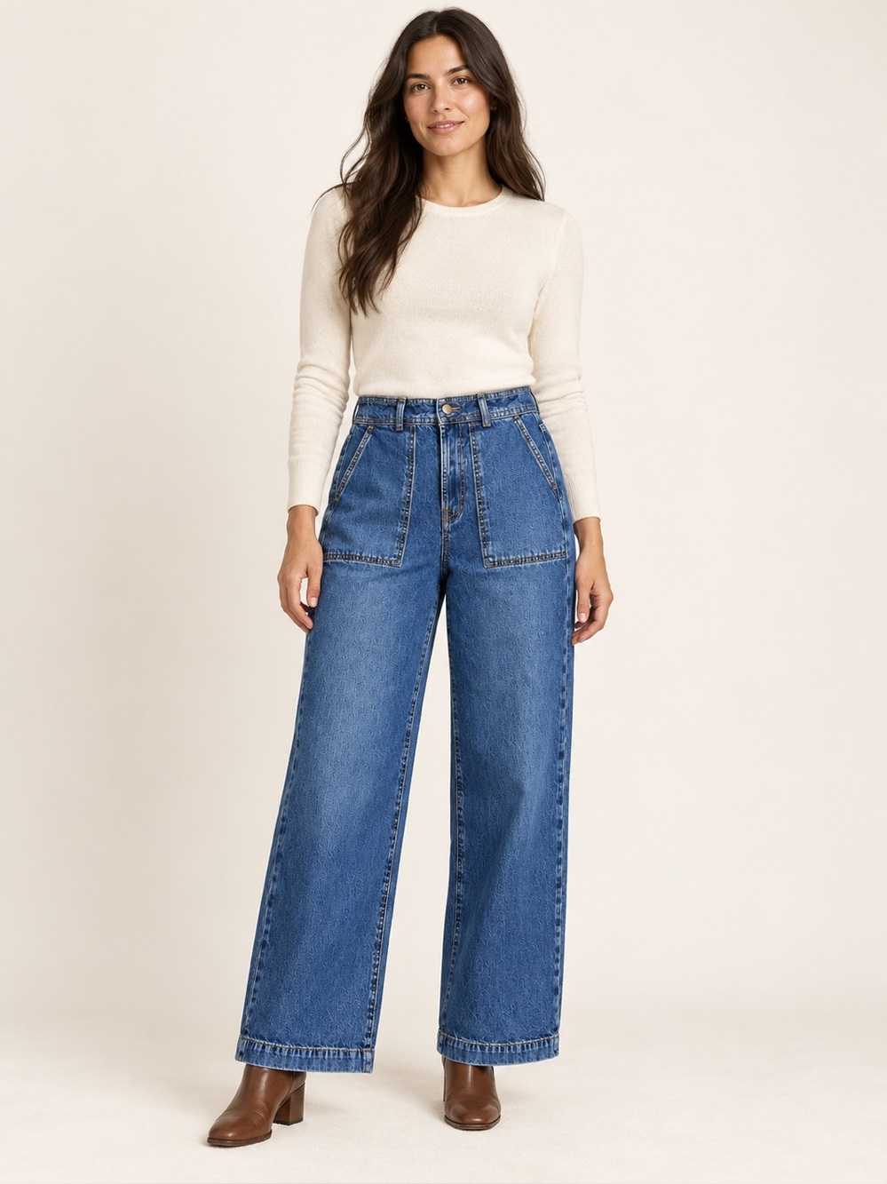 GAP Wide-Leg High-Rise Jeans in Classic Dark Wash